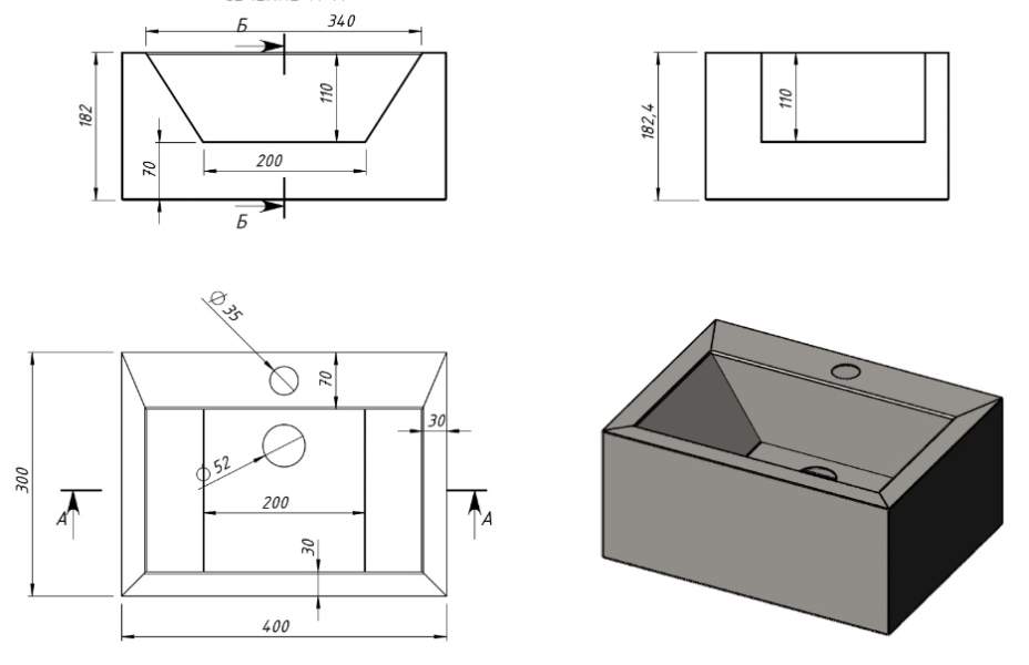 Рукомойник из нержавеющей стали 400х300х182 с доставкой