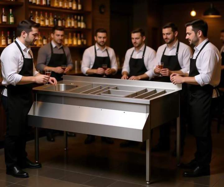 Станция бармена из нержавеющей стали (мойка слева) 1500х590(700)х850 DS3 купить