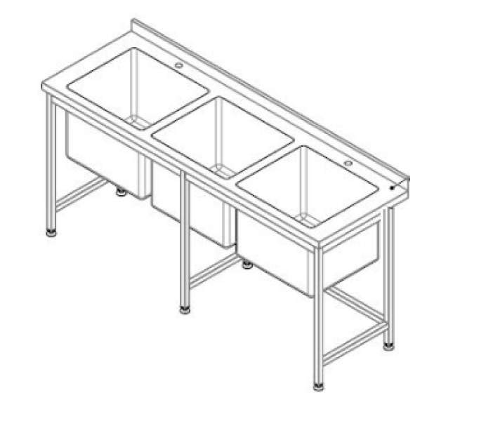 Ванна моечная сварная 3-х секционная (глубина 400 мм) 1800х600х850 Техма купить