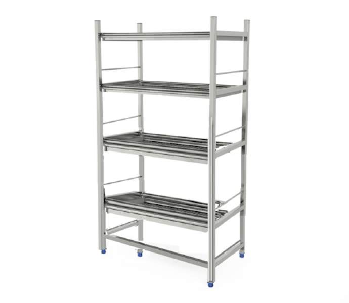 Стеллаж для сушки посуды из нержавейки (4 уровня под стаканы) 1000х320х1650 купить