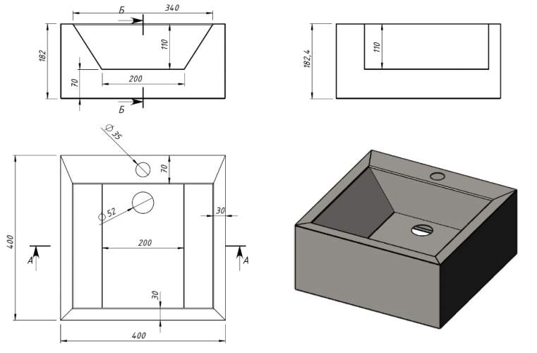 Рукомойник из нержавеющей стали 400х400х182 с доставкой