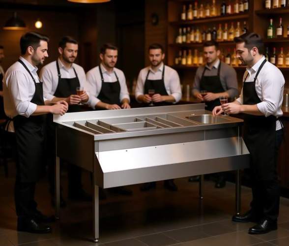 Станція бармена з нержавіючої сталі (мийка справа) 1500х550(700)х850 DS3