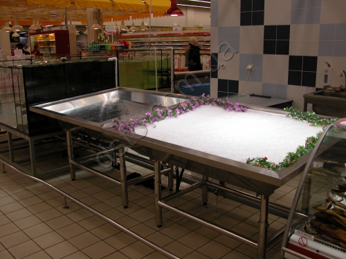 Вітрина для викладки риби на льоду (нейтральна) 2300х1100х850 в магазині DSTO