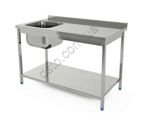 Стіл з мийкою штампованою і полицею з оцинкованої сталі 1800х700х850 DS-E2
